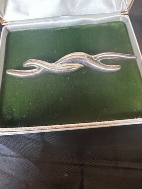Vintage Modernist 925 Sterling Silver Abstract Swirl Brooch - 8.8g